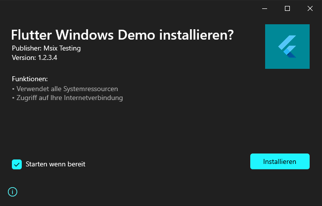نمونه ای از روال نصب یک بسته MSIX